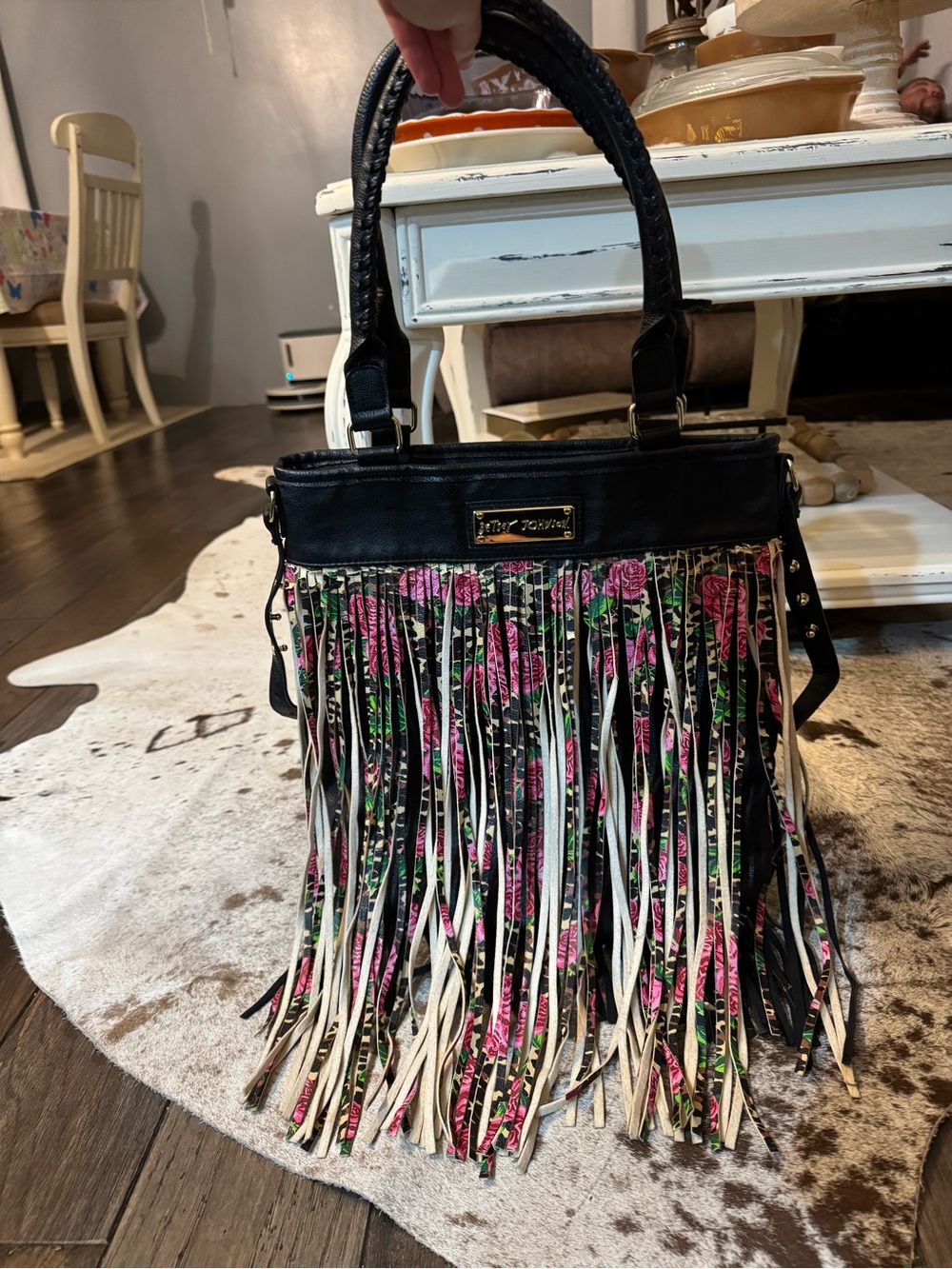 Betsey Johnson Fringe Faux Leather Bag